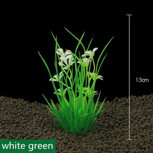 Aquatic Oasis: Vibrant Plastic Water Plant Set For Fish Tank Decoration - White / 1Pcs