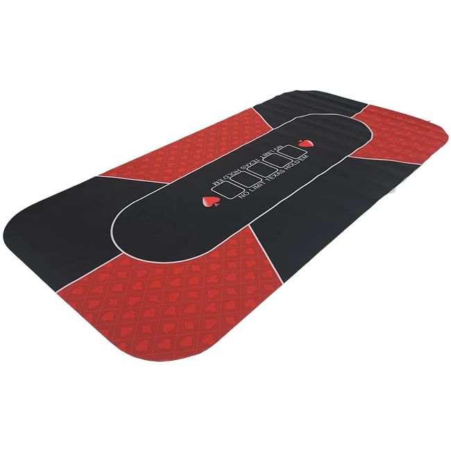 UPstore Poker Mat, 47.2 x 23.6 inches (120 x 60 cm), Texas Hold'em Casino, Authentic Play Mat, Card Games, Table Games, Non-Skid Back, Baccarat, Poker Black Jack (Red and Black, 6 Patterns)