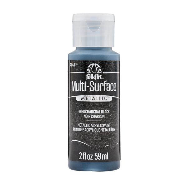 FolkArt Multi-Surface Metallic Acrylic Paint, Charcoal Black, Small