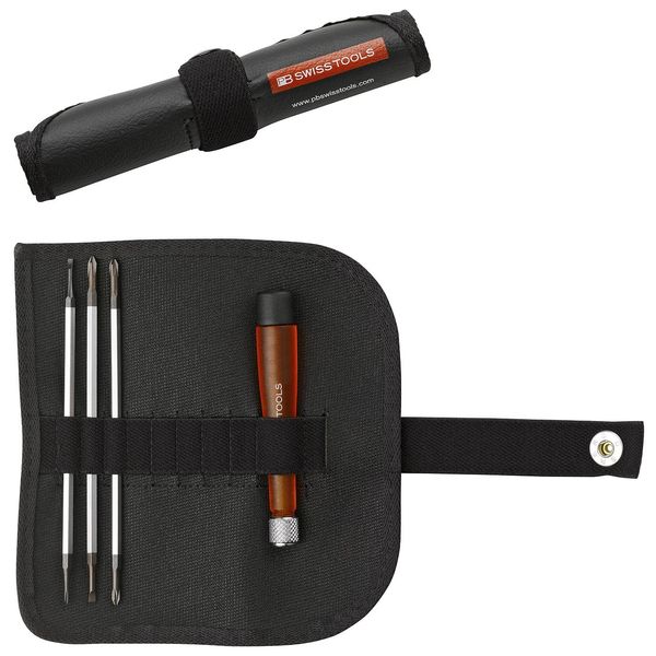 PB SWISS TOOLS 515 9-Piece Set 53 Driver Blade Series Replaceable Precision Screwdriver Blade Set, Roll-Up Case Included