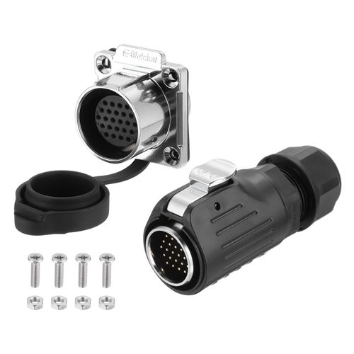 MECCANIXITY LP24 24 Pin Waterproof Connector, IP68 Circular Connectors Male Female Aviation Plug Fast Locking, M24 Wire Plug Flange Socket for Outdoor Electrical (250V, 5A)