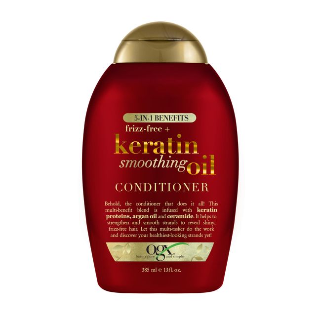 Frizz-Free + Keratin Pürüzsüz Yağ Kremi, 5'i 1 arada, Kıvrımlı Saçlar için, Parlak Saç, Kırmızı