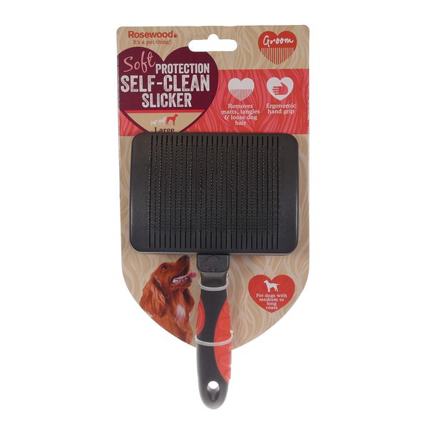 Rosewood Soft Protection Self Clean Slicker for Dogs, Large