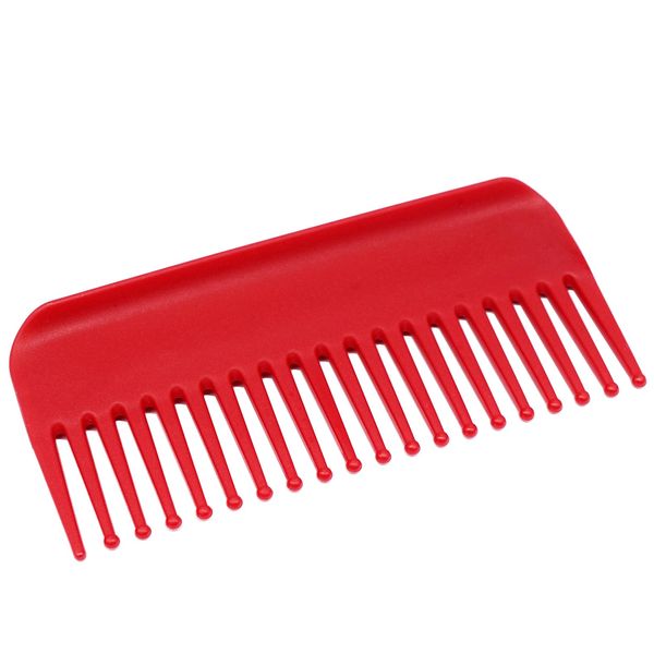 Professional Detangling Wet Comb, Standable Wide Tooth Hair Styling Comb for Men Women Pompadour Long Straight Curly Wavy No Handle Shampoo Comb for Travel, Gymbag, Purse, Home, Office (Red)