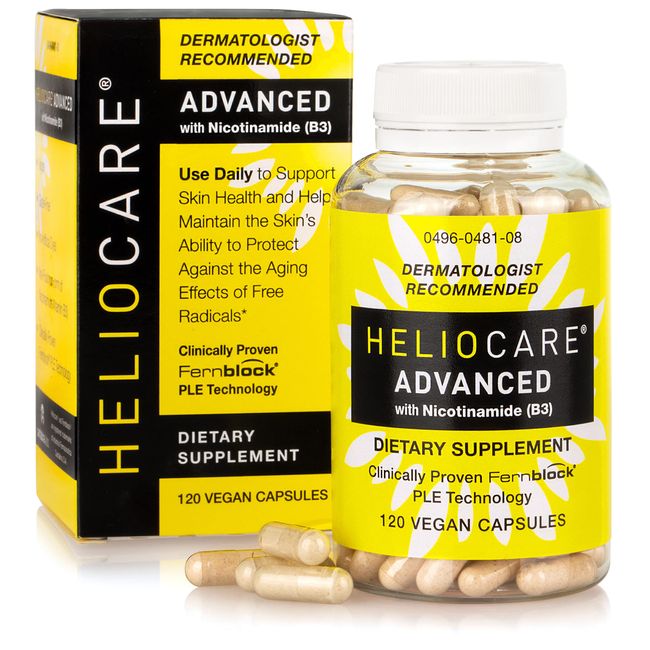 Heliocare Advanced Nicotinamide B3 Supplement: Niacinamide 500mg and Fernblock PLE Extract 240mg Per Serving - Supports Skin Cell Health W/ Antioxidant Rich Vitamin B3 Niacin - 120 Vegan Capsules