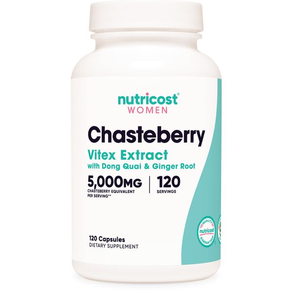 Nutricost Chasteberry Supplement for Women 120 Capsules, 5000mg Chasteberry Equivalent Per Serving, with Dong Quai and Ginger Root Extract, Vegetarian, Gluten Free and Non-GMO