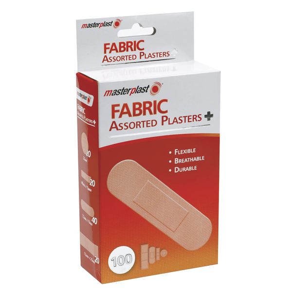 Masterplast Assorted Fabric Plasters, Flexible, Durable Pack of 100