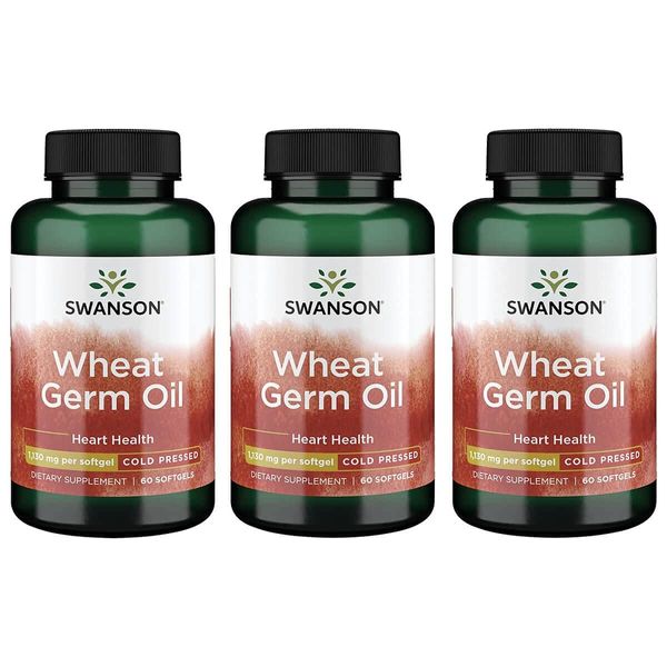 Swanson Cold-Pressed Wheat Germ Oil 1130 Milligrams 60 Sgels (3 Pack)