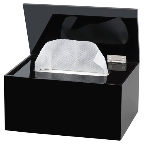 Wipes Holder, Wipes Container Refillable, Acrylic Dispenser Box for Disposable Wipes, Black