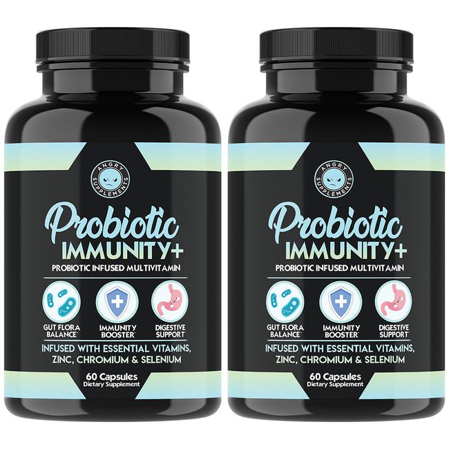 Probiotico Immunity + Vitamin C, E, D3, Zinc Immune & Digestive Support (2pk)