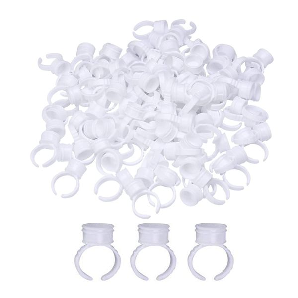 Adhesive Ring-Ruicoo Tattoo Ring Cup 300pcs Disposable Cosmetic Ring Tattoo Glue Holder Tattoo Ink Ring Adhesive Makeup Glue Ring Plastic Ink Holder Eyelash Extension Ring (Medium)