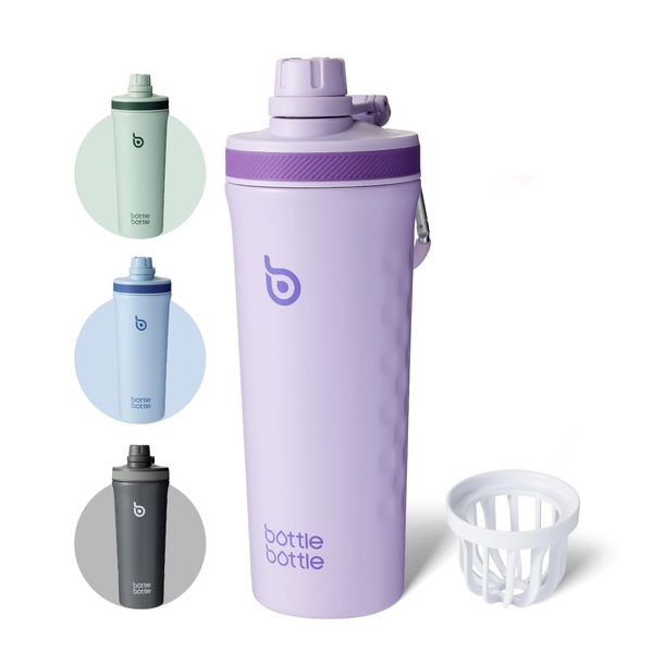 BOTTLE BOTTLE Stainless Steel Protein Shaker Bottle with Handle for Men and Women 770ml(26oz) Insulated Metal Gym Water Bottles for Protein Powder(Purple)