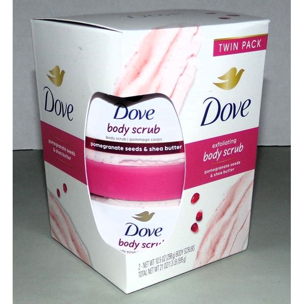 DOVE Exfoliating Body Scrub Pomegranate Seeds & Shea Butter 10.5 oz Twin Pack