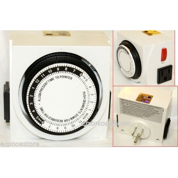 Dual 110V Outlet 24 Hour Mechanical Timer for Light Hydroponic System Controller