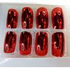 Christmas Shiny Red Chrome Nails & Bow Earrings Set Medium