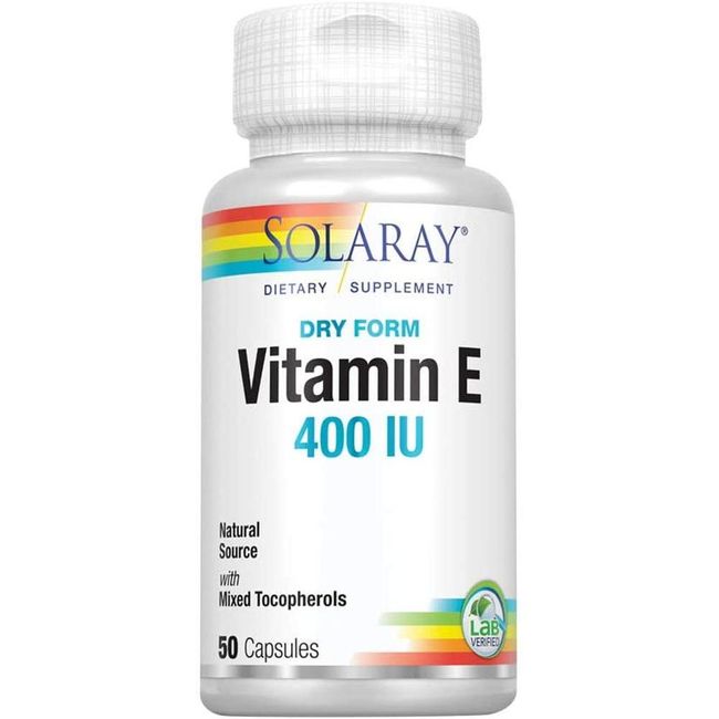 Solaray Vitamin E Dry 400IU/Mixed Tocopherol Non-Oil One Skin 50 Capsules