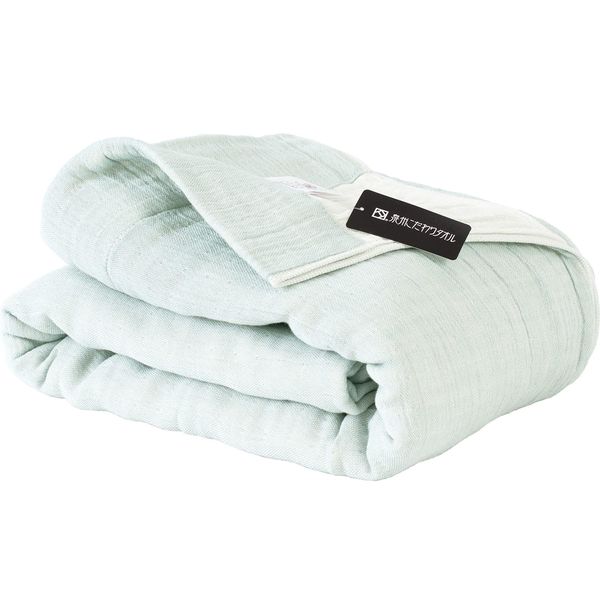 Bloom SASARA Single Gauze Gauze Blanket, Approx. 55.1 x 74.8 inches (140 x 190 cm), 4 Ply Gauze, Senshu Towel, 100% Cotton, Made in Japan, Towel Blanket, For Summer, Cool, Cool Feeling Cool (Mist Blue)