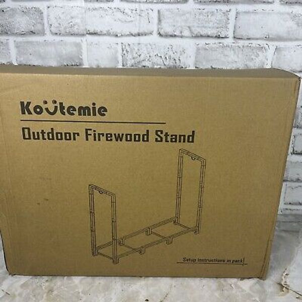 Koutemie 4 Foot Outdoor Firewood Rack Holder for Fireplace Wood Storage