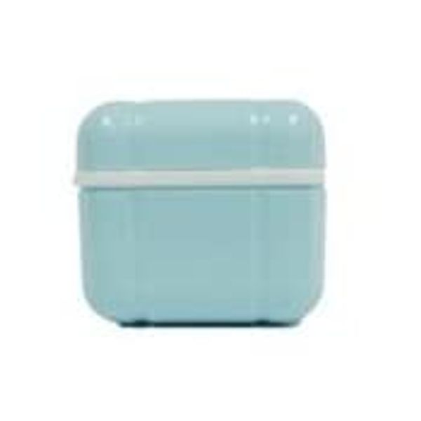 AmeriCan Goods Denture Bath Case Cup Box Holder with Basket, Storage Container Care for Dentures, Clear Braces, Night Guard & Retainers,Traveling (Sky Blue)