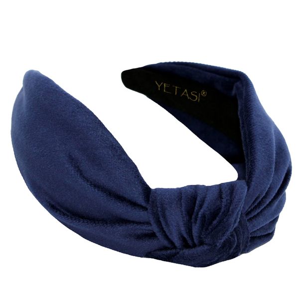 YETASI Navy Blue Knot headband is Uniquely Made of Non Slip Material for Your Comfort. Knotted Headbands for Women are Trendy. Velvet Knotted Headband for Woman