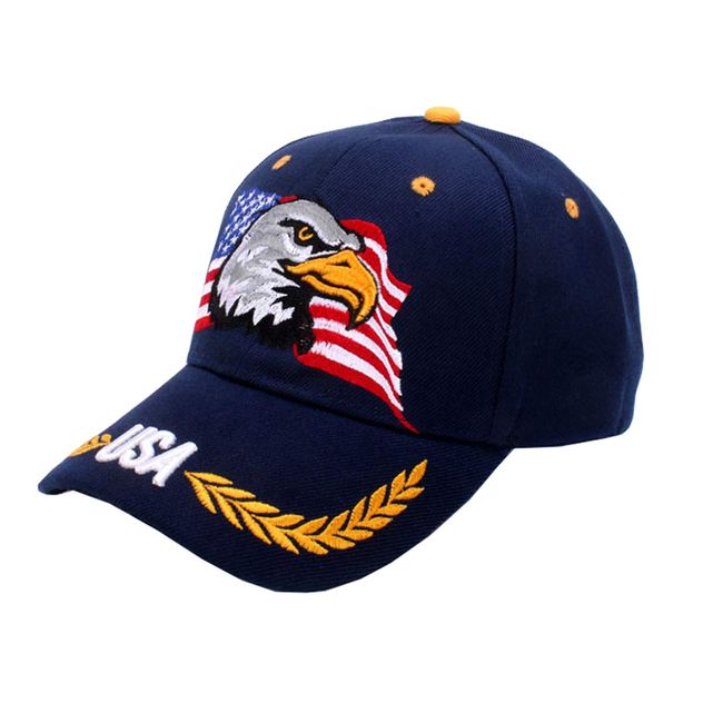 USA-Flag Eagles-Hat American Baseball-Cap Embroidered Navy