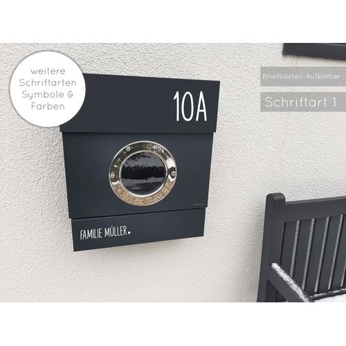 Letter Box Name Plate - Name with House Number and Symbols e.g. Anchor, Star, Heart Letterbox Sticker Postman, Letterbox Sticker Only
