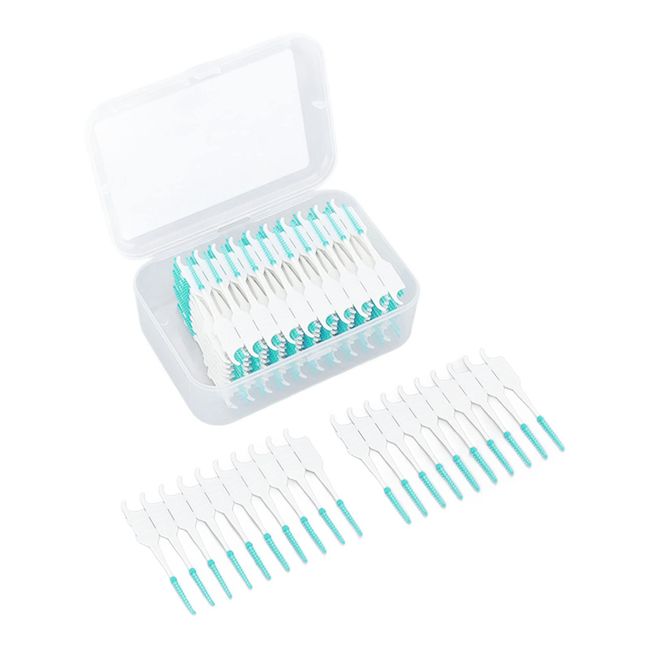 Interdental Brush, Floss Toothpick Brush Eliminate Bad Breath Portable Safe 200pcs Plaque Removal for Travel for Oral Care (Mint Green)