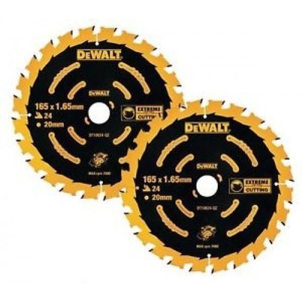 Dewalt DT10624 2 x Circular Saw Blades 165 x 20 x 24T Extreme Framing DCS391