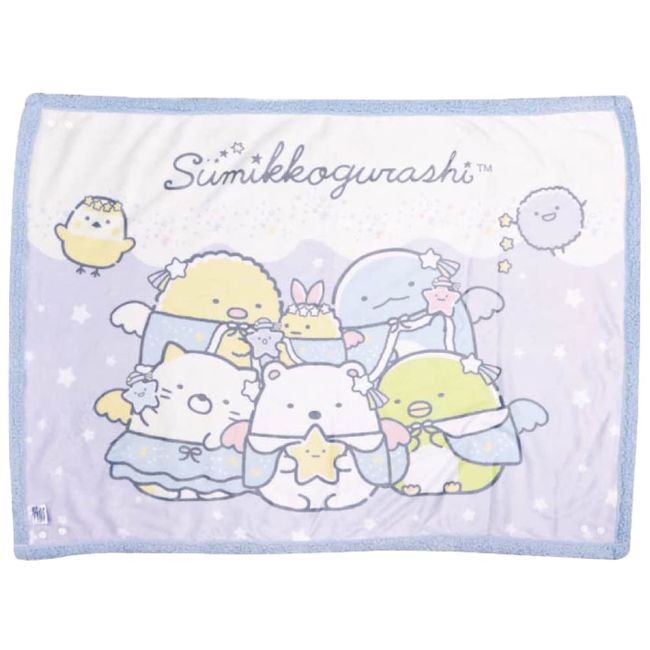 Santan Sumikko Gurashi, Starry Sky Pattern, Blue, 4-Way Blanket, 27.6 x 39.4 inches (70 x 100 cm), Character, Throw, Waistband, Shawl, Bolero Style, W 39.4 x H 27.6 inches (100 x 70 cm)