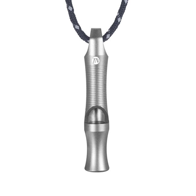 ThruNite EDC Titanium Alloy Whistle, Ultra Lightweight, Big Sound Emergency Whistle, Heavy Duty, Hazard Prevention, Evacuation, Crime Prevention, Solo Camping, Emergency Whistle, Outdoor Whistle - Silver