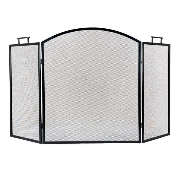 Pleasant Hearth Fireplace Screen 3-Panel Black Steel Protective Spark Guard