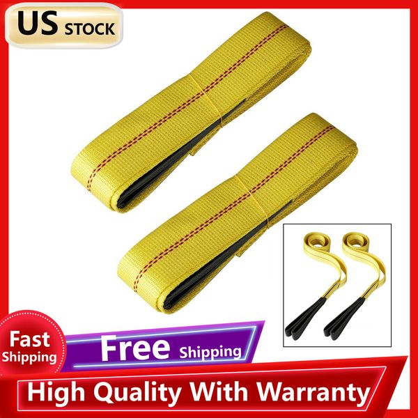 Soft 2PC Nylon Eye&Eye Web Lifting Sling Flat Loops 6' x 2" Rope Strap For Car