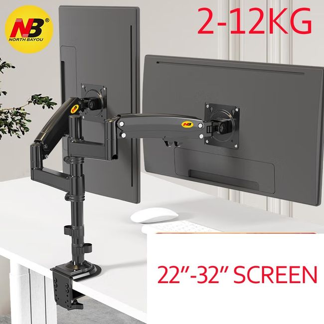 Dual Monitor Swivel Desk Mount For 22″-32″ Screens (H180) - North Bayou