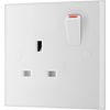 BG Electrical 921-0J Single Switched Power Socket, White Moulded, 13 Amp