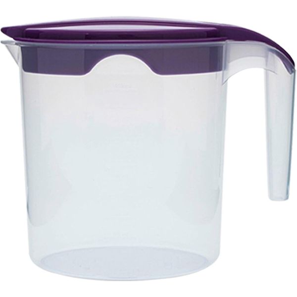 1 Liter Plastic Jug with Lid for Water Fruit Juices Milk Fridge Door Stoarge Jug (Purple, 1)