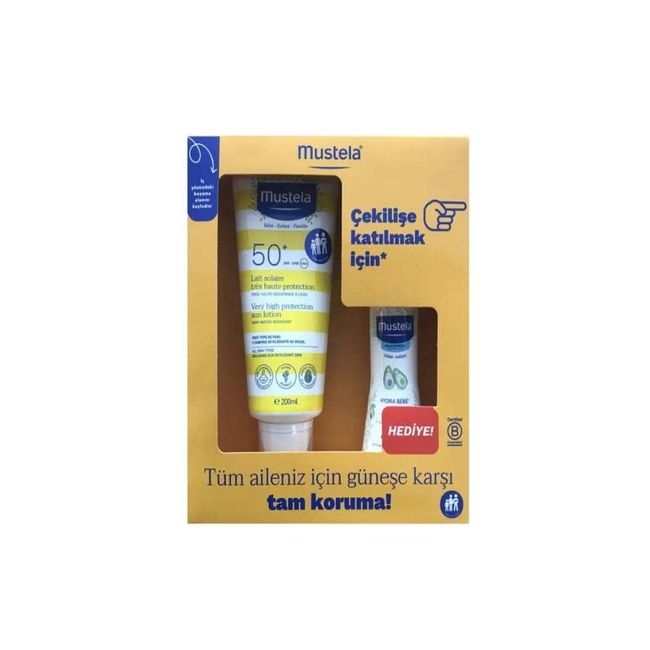 Mustela Very High Protection Sun Cream spf50-200 ml - Mustela Hydra Bebe Mustela Gentle-Cleansing 100ml Hediye