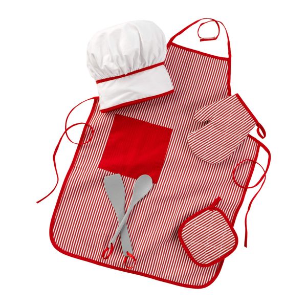 KidKraft Tasty Treats Chef Apron, Hat and Accessory Set for Kids - Red, Gift for Ages 3+