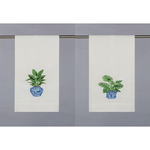 Peking Handicraft Botanical Blues Guest Towel Design Set, 22-Inch, Multicolor, Set of 10