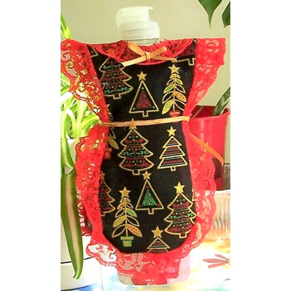 Christmas Trees Apron Cover-up for Dish Soap Pancake Syrup Catsup Bottle Gift