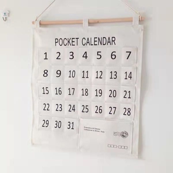 Medication calendar, wall pocket, calendar pocket, storage pocket, 1 month, wall hanging, small item storage, hanging, for the elderly, space saving, entrance, stylish, interior