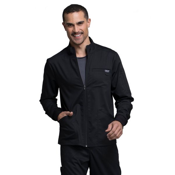 Cherokee Men Warm up Scrub Jacket with Zip Front WW320, L, Black