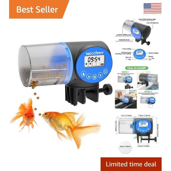 USB Charging Automatic Fish Feeder - Adjustable Feeding Time & Portion Control