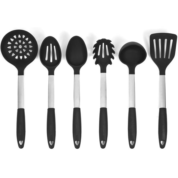 Bizanzzio Stainless Steel & Silicone Kitchen Utensil Set in Black Cooking Tools