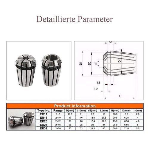 RATTMMOTOR 14 Pcs ER11 Spring Collet Set,Collet Chuck 1-7mm Spring Pliers for Router CNC Engraving/milling Machine Lathe Tool