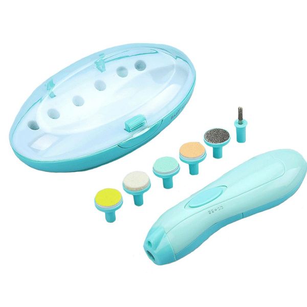 Electric bebi-neirukea neirukeasetto Baby to Adult Attachment with 6 Different Electric Kids corneum Scraping neirukeakitto Nail Tools Nail Care LED Light Super Quiet Motor Mount Blue