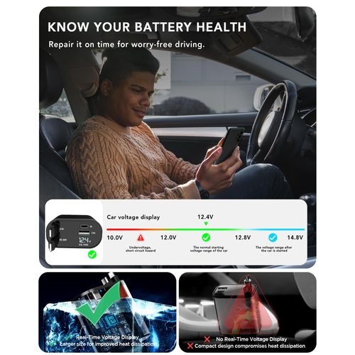 Retractable Car Charger Adapter,4 in 1 Fast Charging Car Phone Charger,69W USB C Car Truck Accessories,Road Trip Essentials Gift for Men Women for iPhone 16/15/14/13/12/11,Galaxy,Pixel