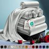 Satin Sheets Queen Set 6pcs - Genuine and Luxurious Silk Touch Satin Sheets Quee