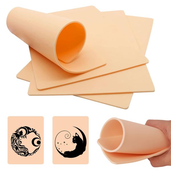 3mm Tattoo Fake Skins - YONGDA 10pcs Blank Tattoo Skins Practice 7.5 * 5.6 inches Double Sides Tattoo Practice Skin Fake Tattoo Soft Skin for Beginners and Artists