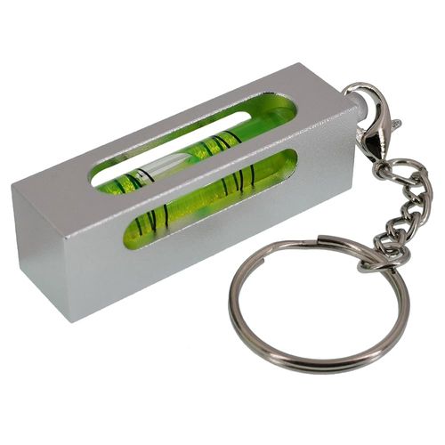 Aluminum alloy high-precision level, level bubble, keychain, hanging chain, magnetic level bubble, 180 degree turn (silver（green）)