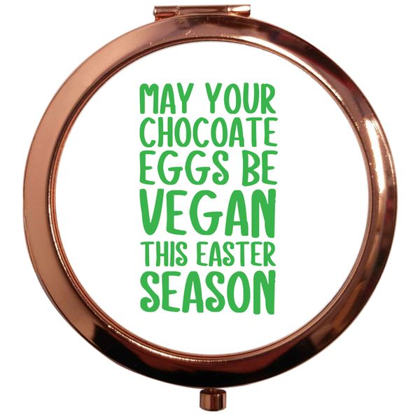Flox Creative Rose Gold Circle Compact Mirror Chocolate Eggs be Vegan this Easter Season